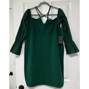 Eloquii Women's New Green Cotton Blend Criss Cross Mini Dress Size 18
